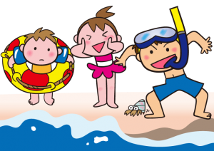 海で遊ぶ子供